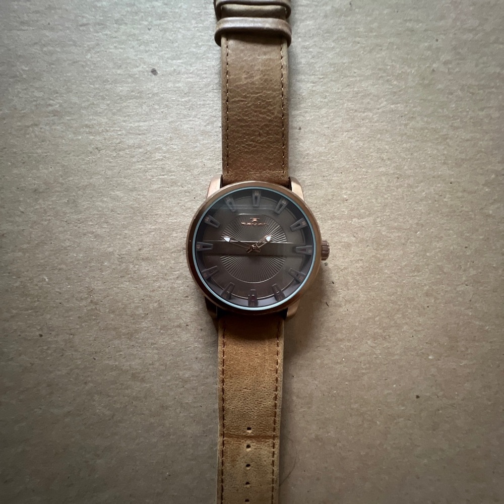 NEW Tavan 9894 Mens Haven Collection Gunmetal Dial Brown Leather Band Watch